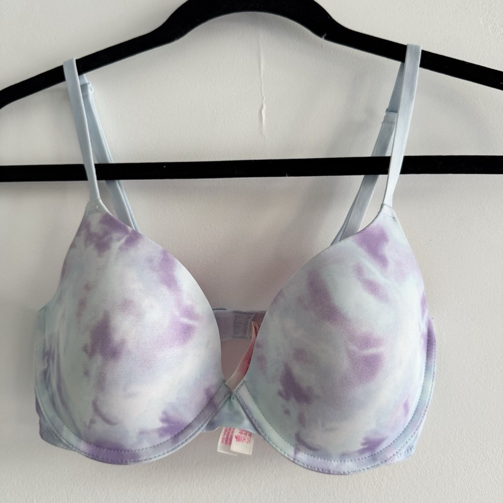 Victorias Secret PINK 32D Bra Wear Everywhere‎ Push Up Underwire Watercolor